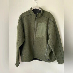 REI Jacket Men’s XXL Green Wool Zip Up Outdoor Gorpcore